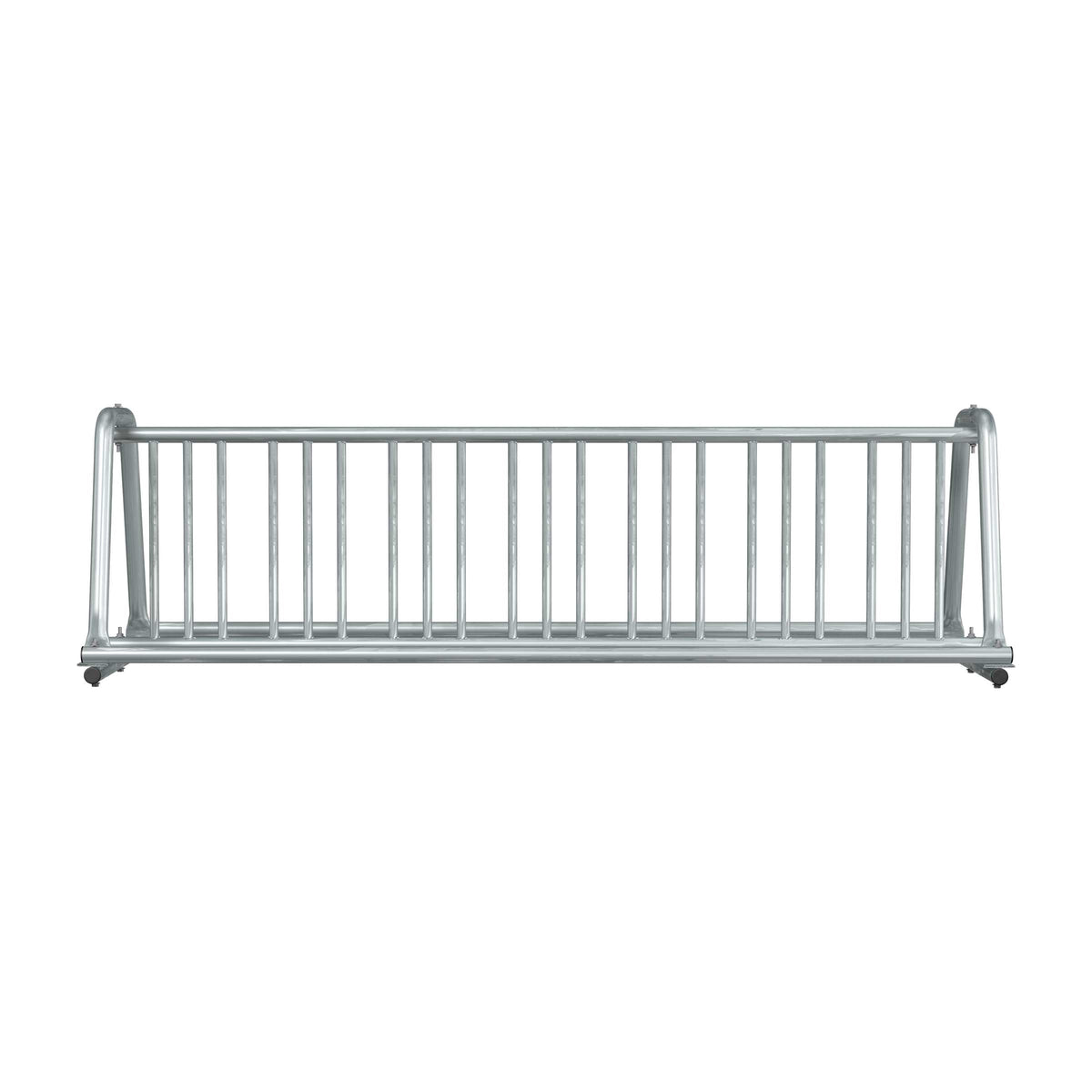 8 ft long A-shaped bike rack of galvanized steel tubing - double sided in front view