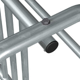 8 ft long bike rack of galvanized steel tubing - double sided in closeup view of right corner top endcaps