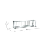 5ADBK bike rack with dimensions: 30.125 in. high x 32.375 in. deep x 96 in. wide