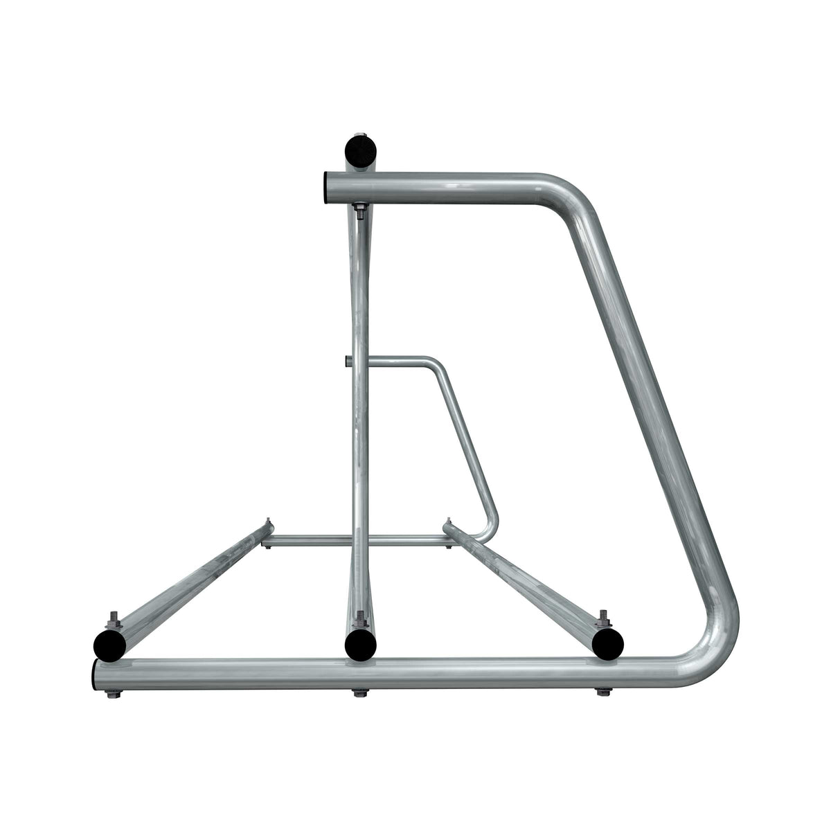 8 ft long D-shaped bike rack of galvanized steel tubing - double sided in side view