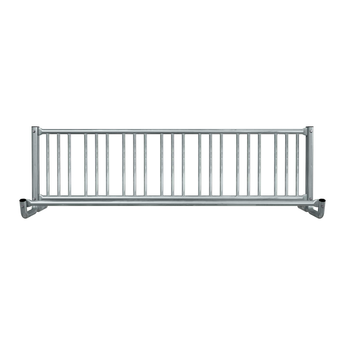 8 ft long bike rack of galvanized steel tubing - single sided in front view