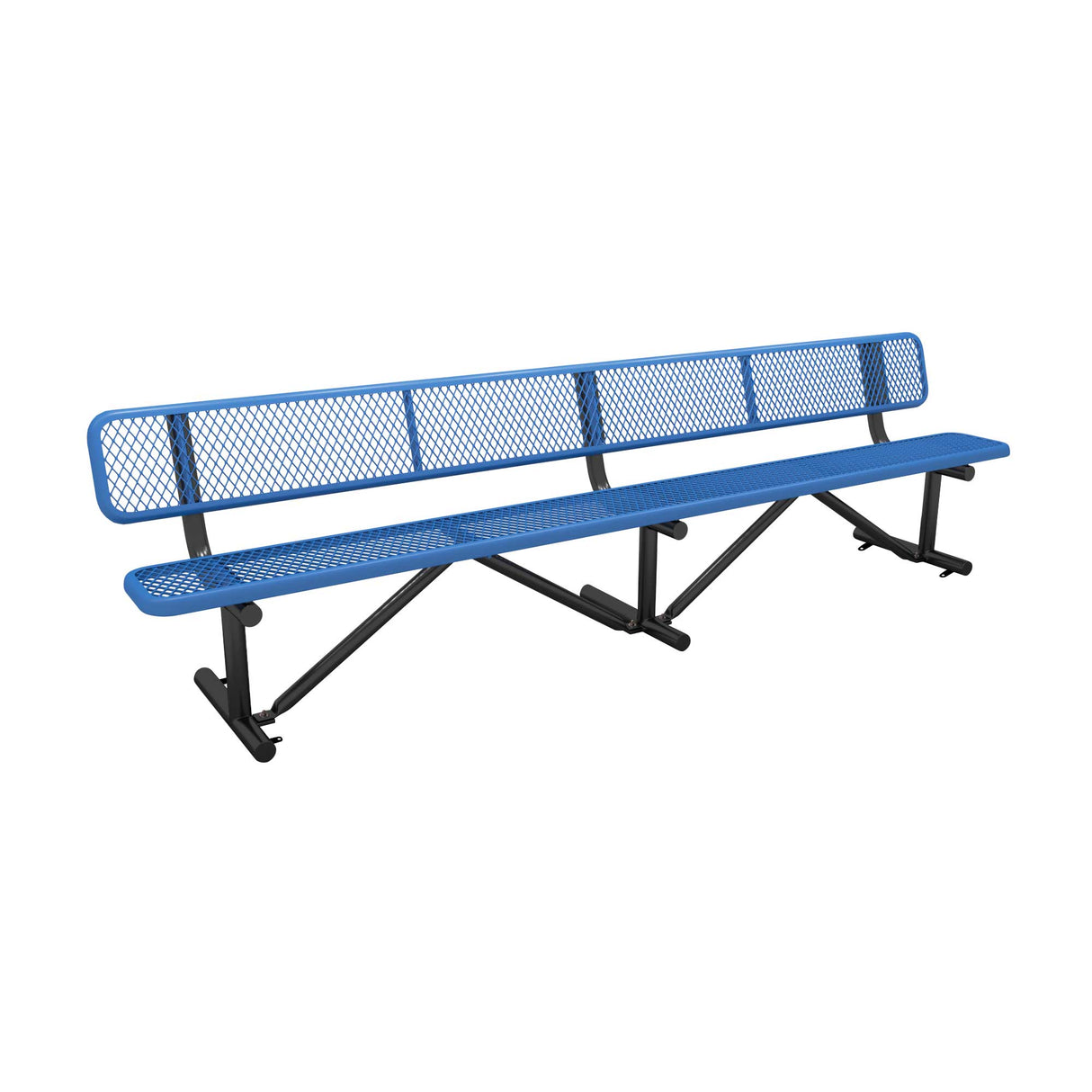 Expanded Metal Stadium Bench With Back - surface mount