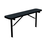 6 ft perforated in-ground mount players bench 15" wide with black seat and black powder-coated legs