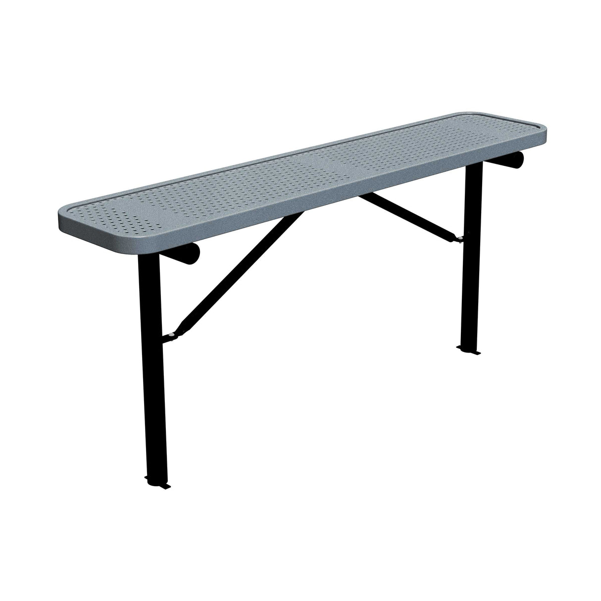6 ft perforated in-ground mount players bench 15" wide with granite seat and black powder-coated legs