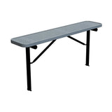 6 ft perforated in-ground mount players bench 15" wide with granite seat and black powder-coated legs
