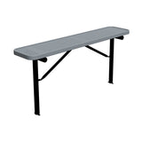6 ft perforated in-ground mount players bench 15" wide with gray seat and black powder-coated legs
