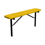 6 ft perforated in-ground mount players bench 15" wide with yellow seat and black powder-coated legs