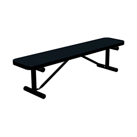 6 ft perforated portable mount players bench 15" wide with black seat and black powder-coated legs