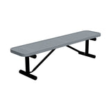 6 ft perforated portable mount players bench 15" wide with gray seat and black powder-coated legs