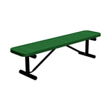 6 ft perforated portable mount players bench 15" wide with green seat and black powder-coated legs