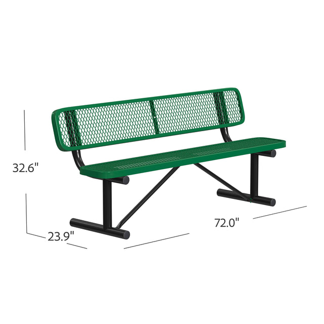 Quick Ship B6WBP 6 Foot Expanded Metal Bench with Back – LeisureCraft®