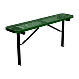 6 ft expanded metal in-ground mount players bench 15" wide with black green seat and black powder-coated legs