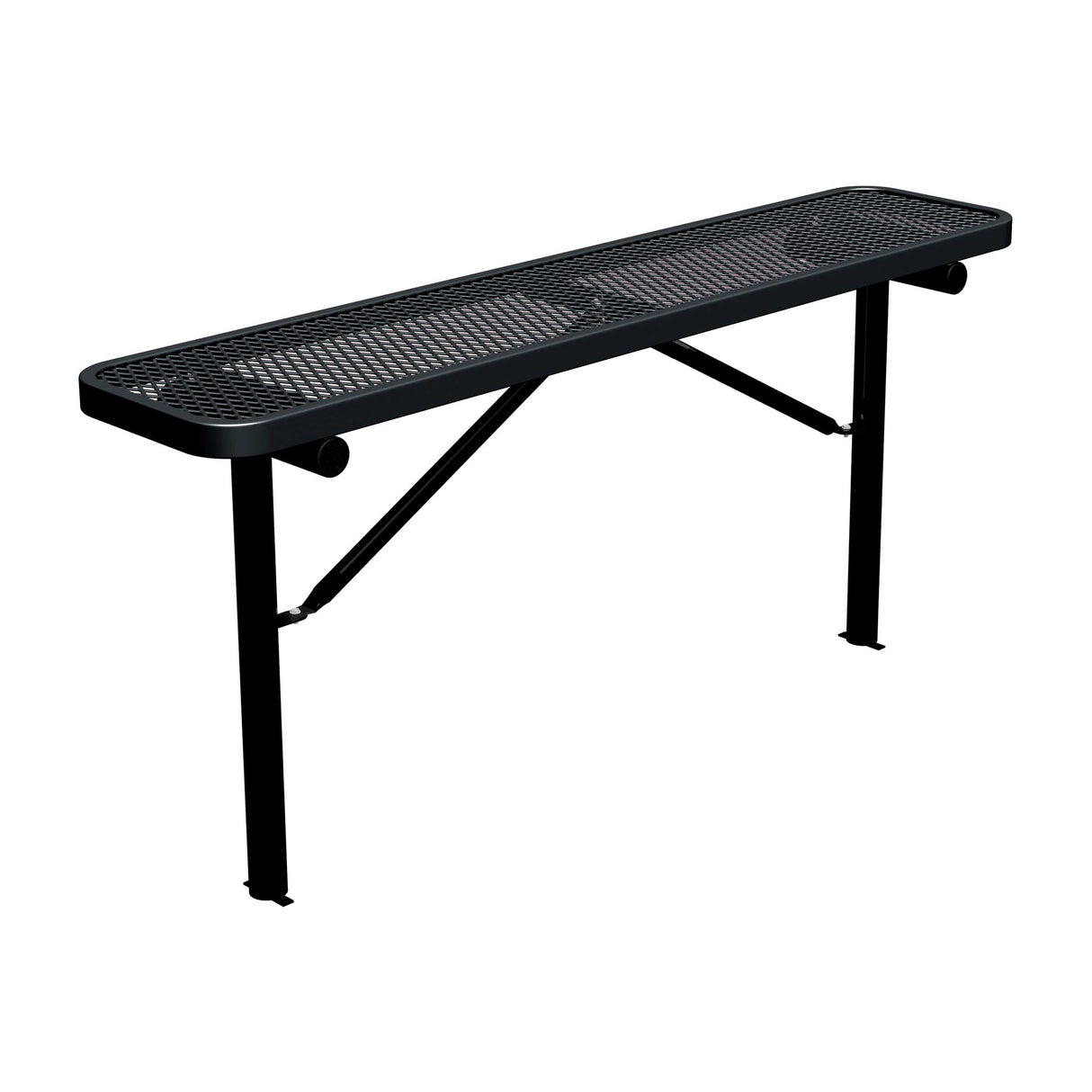 6 ft expanded metal in-ground mount players bench 15" wide with black seat and black powder-coated legs