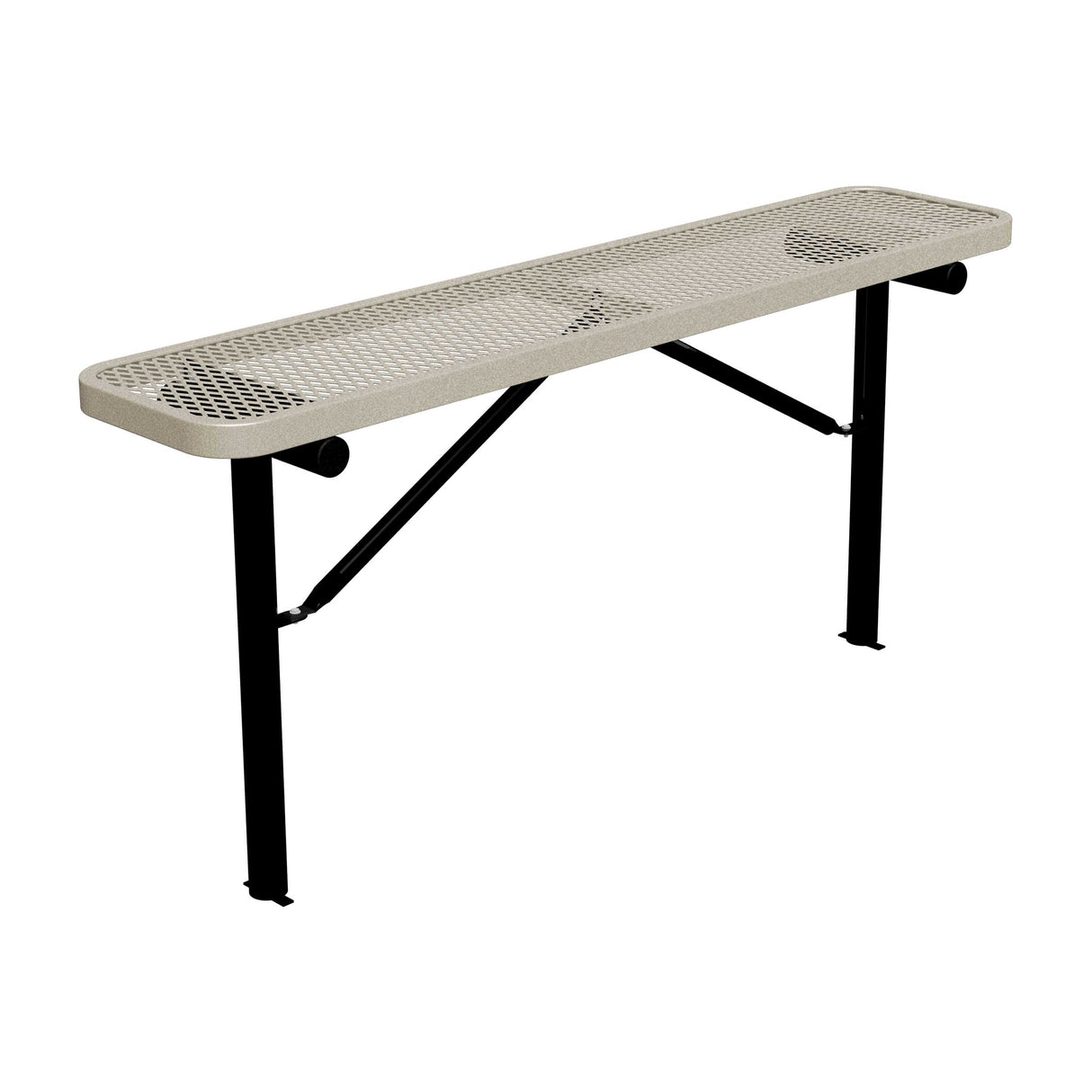 6 ft expanded metal in-ground mount players bench 15" wide with sandstone seat and black powder-coated legs