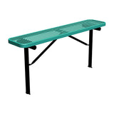 6 ft expanded metal in-ground mount players bench 15" wide with teal seat and black powder-coated legs