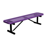 6 ft expanded metal portable mount players bench 15" wide with purple seat and black powder-coated leg