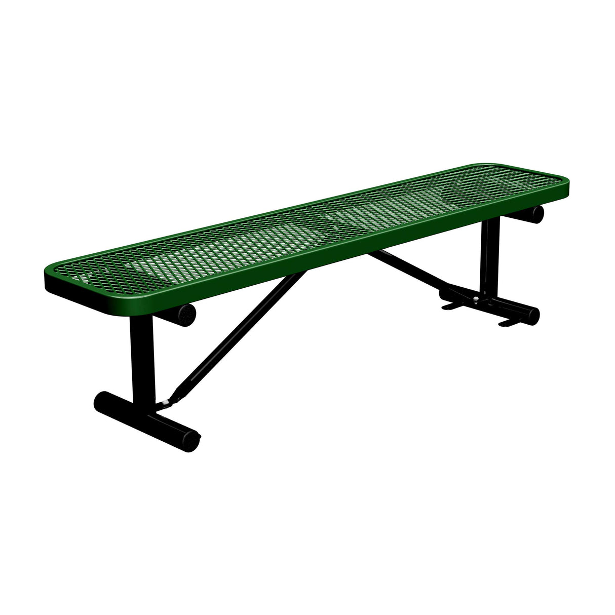 6 ft expanded metal players bench 15" wide with black green seat and black powder-coated legs