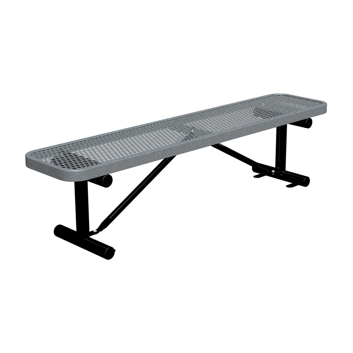 6 ft expanded metal players bench 15" wide with granite seat and black powder-coated legs
