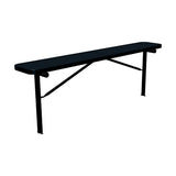 8 ft perforated in-ground mount players bench 15" wide with black seat and black powder-coated legs