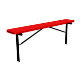 8 ft perforated in-ground mount players bench 15" wide with red seat and black powder-coated legs
