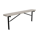 8 ft perforated in-ground mount players bench 15" wide with sandstone seat and black powder-coated legs