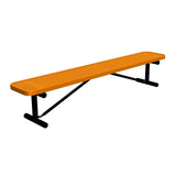8 ft perforated portable mount players bench 15" wide with orange seat and black powder-coated legs