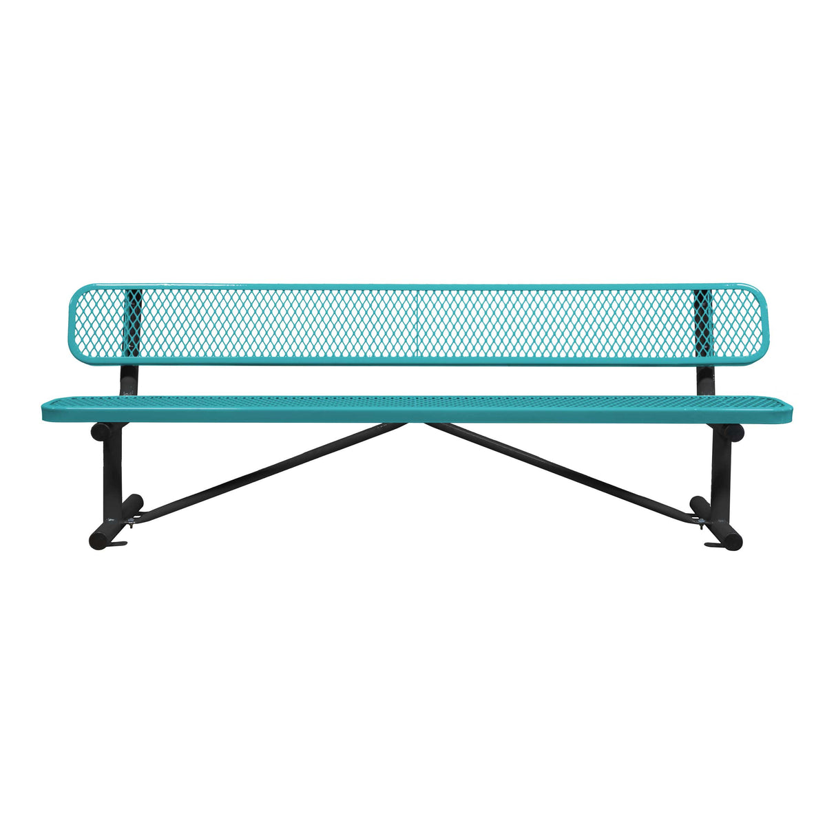 Expanded Metal Stadium Bench With Back - surface mount