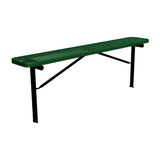 8 ft expanded metal in-ground mount players bench 15" wide with black green seat and black powder-coated legs