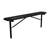 8 ft expanded metal in-ground mount players bench 15" wide with black seat and black powder-coated legs