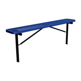 8 ft expanded metal in-ground mount players bench 15" wide with navy seat and black powder-coated legs