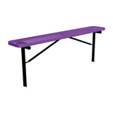 8 ft expanded metal in-ground mount players bench 15" wide with purple seat and black powder-coated legs