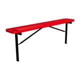 8 ft expanded metal in-ground mount players bench 15" wide with red seat and black powder-coated legs