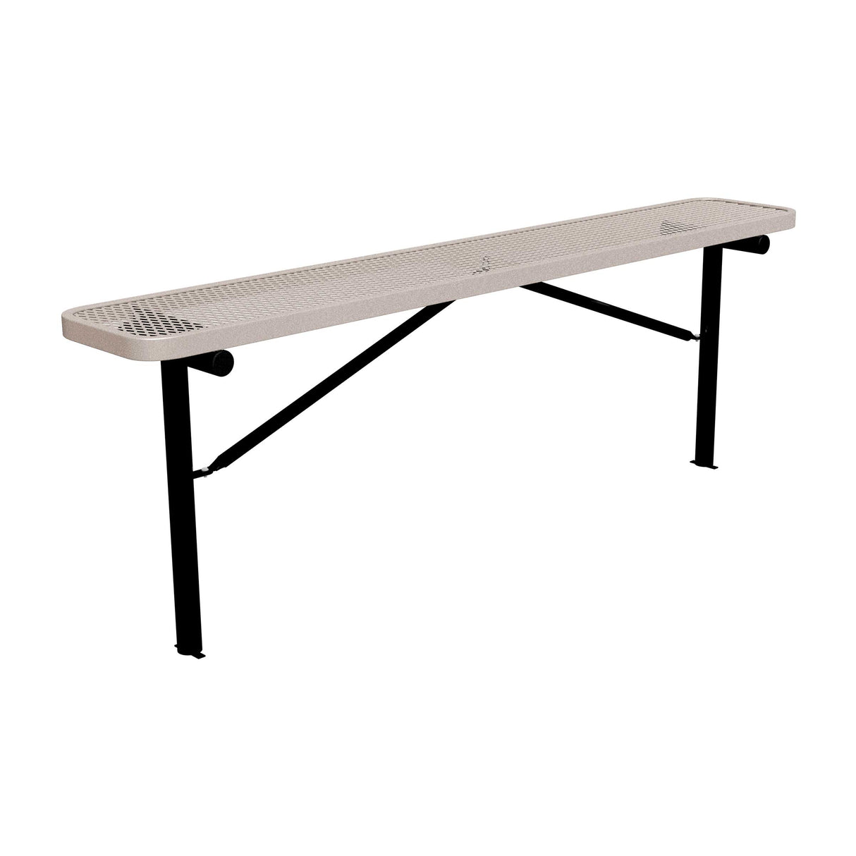 8 ft expanded metal in-ground mount players bench 15" wide with sandstone seat and black powder-coated legs