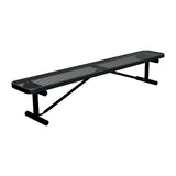8 ft expanded metal portable mount players bench 15" wide with black seat and black powder-coated legs