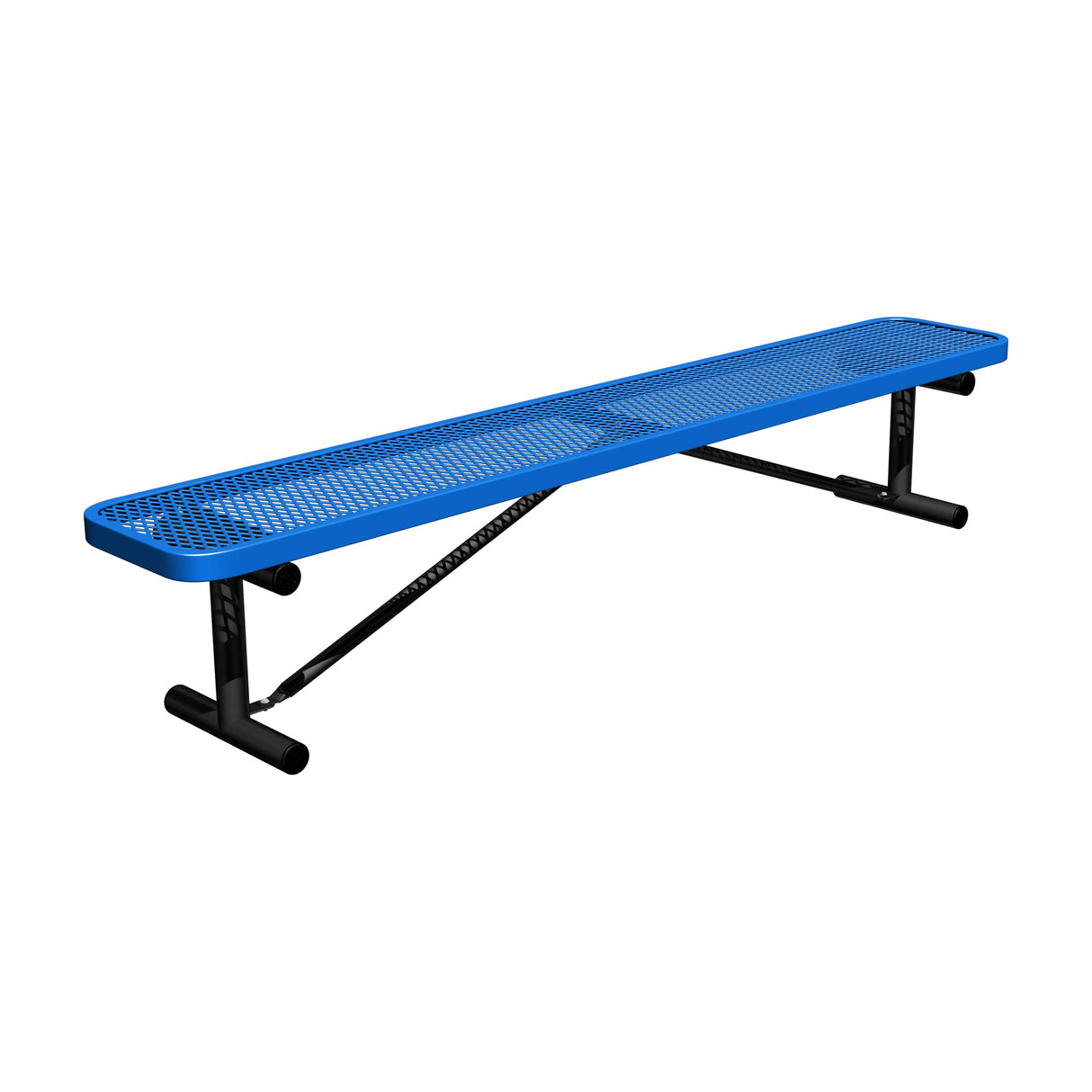 8 ft. players bench in blue thermoplastic seat with portable legs