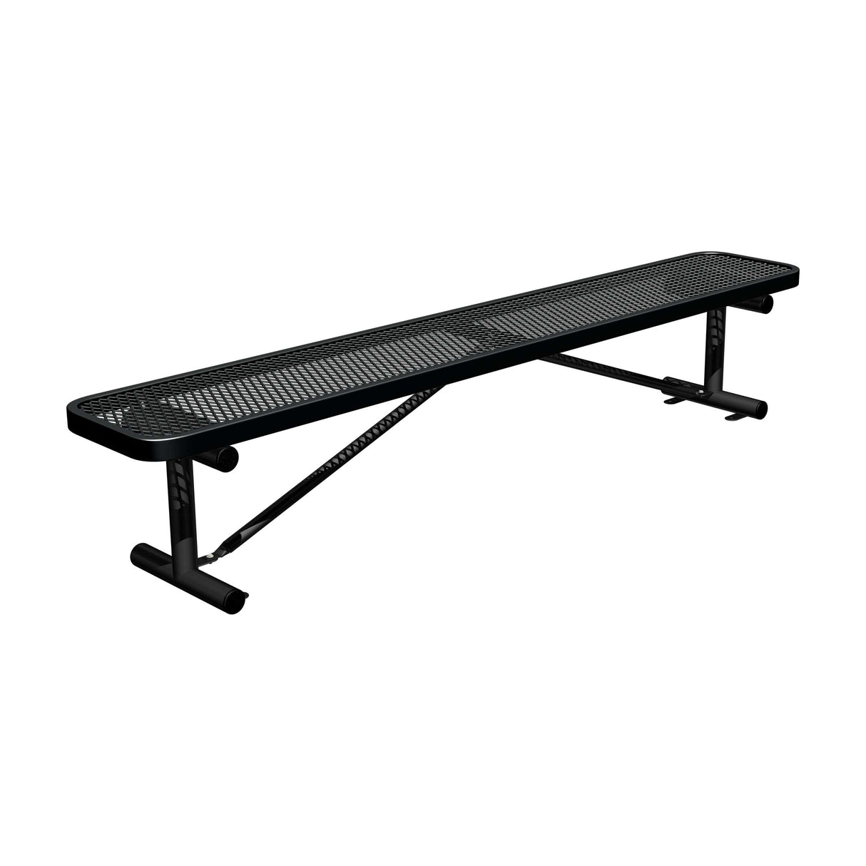 8 ft. players bench in black thermoplastic seat with surface mount tabs