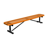 8 ft. players bench in orange thermoplastic seat with surface mount tabs