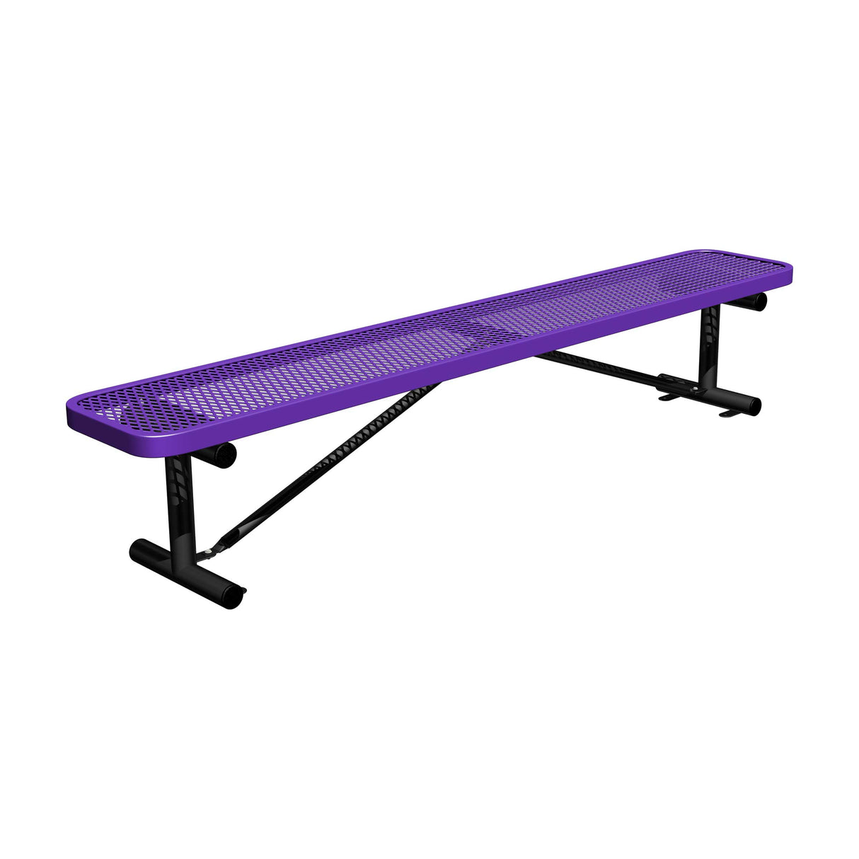 8 ft. players bench in purple thermoplastic seat with surface mount tabs
