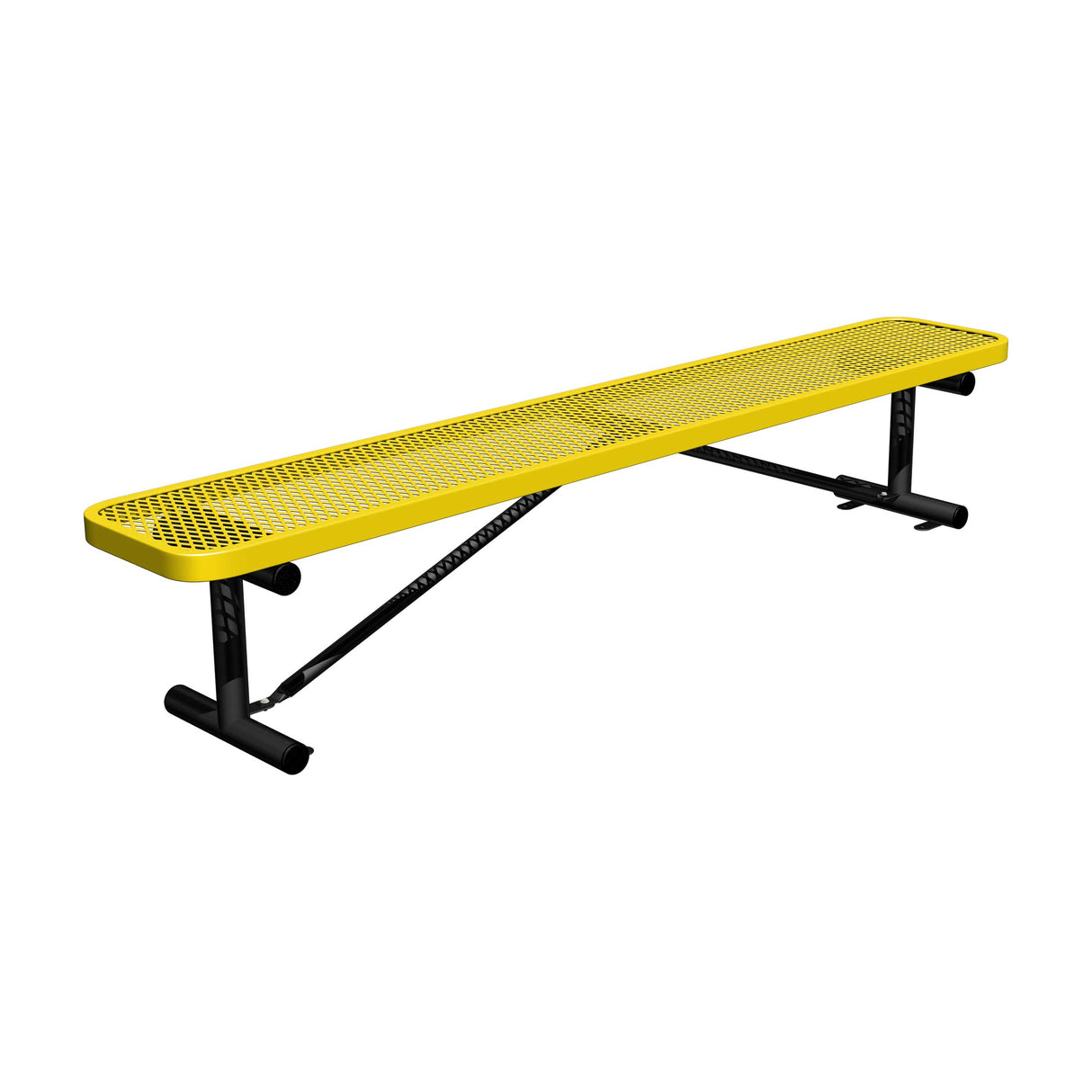 8 ft. players bench in yellow thermoplastic seat with surface mount tabs