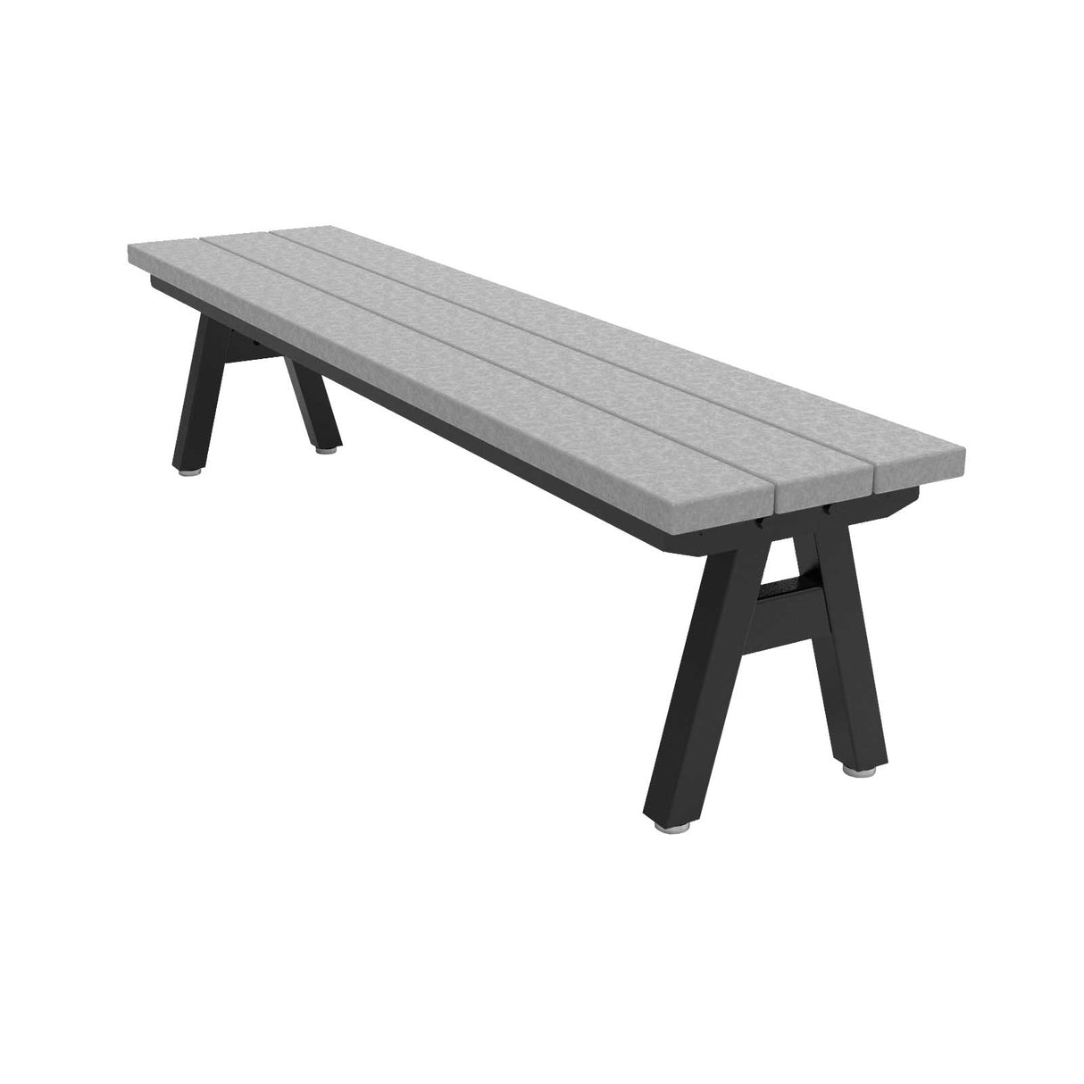 centra 72" bench light gray recycled poly plastic planks on black frame