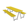 centra picnic 8 ft multi-board lemon yellow planks on silver frame