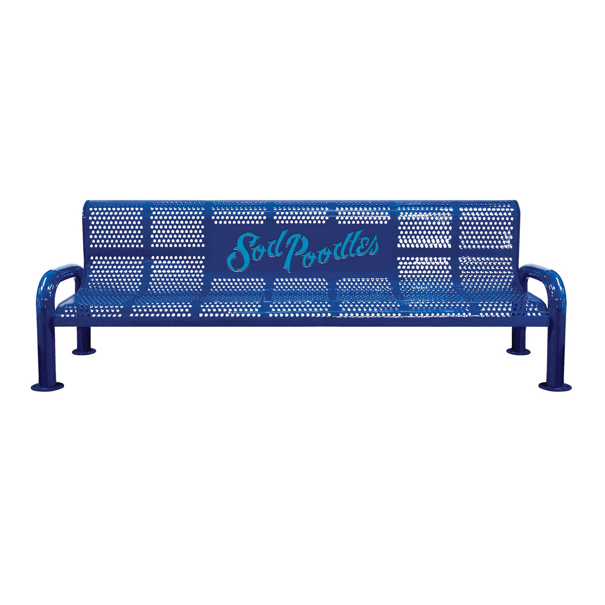 Personalized Multicolor Perforated U-Leg Stadium Bench With Back - surface mount