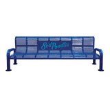 Personalized Multicolor Perforated U-Leg Stadium Bench With Back - surface mount