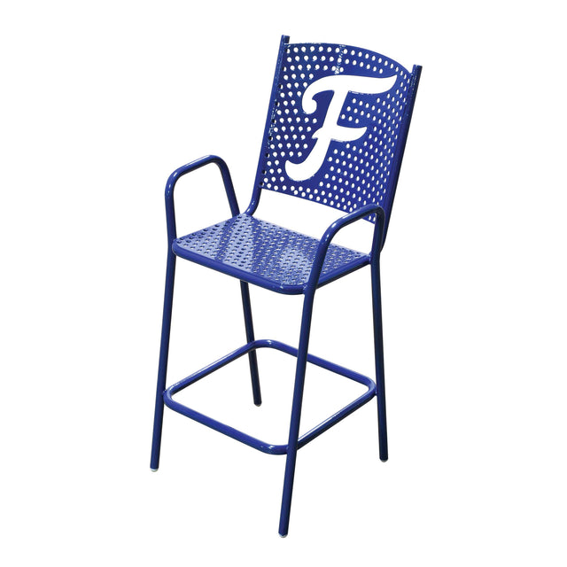 navy high-back personalized bar chair with fredericksburg logo