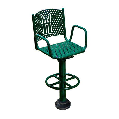 Black Green personalized swivel bar chair with footrail yard goats logo