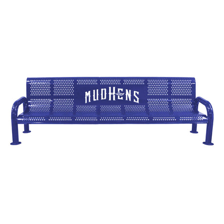 Personalized Perforated U-Leg Stadium Bench With Back - surface mount