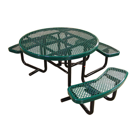 Green perforated ADA table that sits 4.