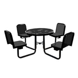 R36WCP-PERF 36" round perforated table with 4 chairs - black