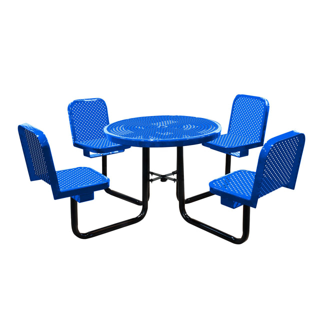 R36WCP-PERF 36" round perforated table with 4 chairs - blue