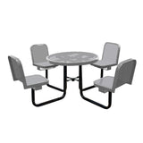 R36WCP-PERF 36" round perforated table with 4 chairs - gray